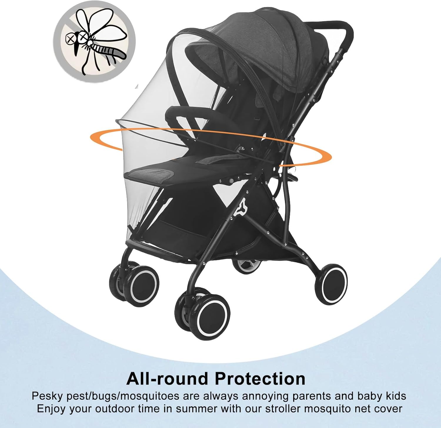 Thumbnail 4 de Universal Breathable Pram Mosquito Net with Two-way Zipper