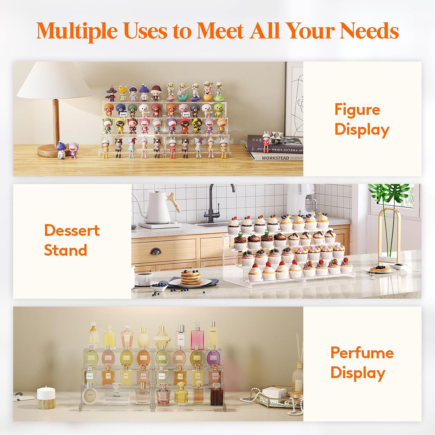 Detalle de Lifewit 22062 12-Inch Clear 4-Tier Display Riser Organizer