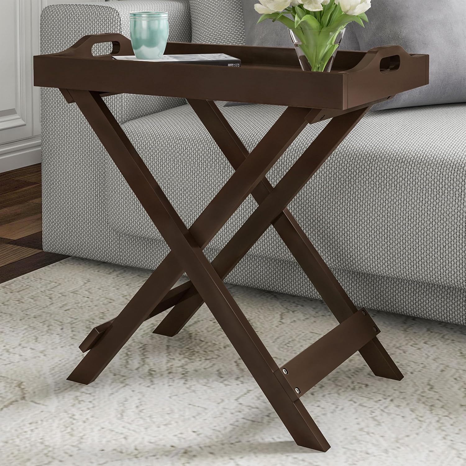 Thumbnail 6 de Lavish Home Folding TV Tray Tables, Brown
