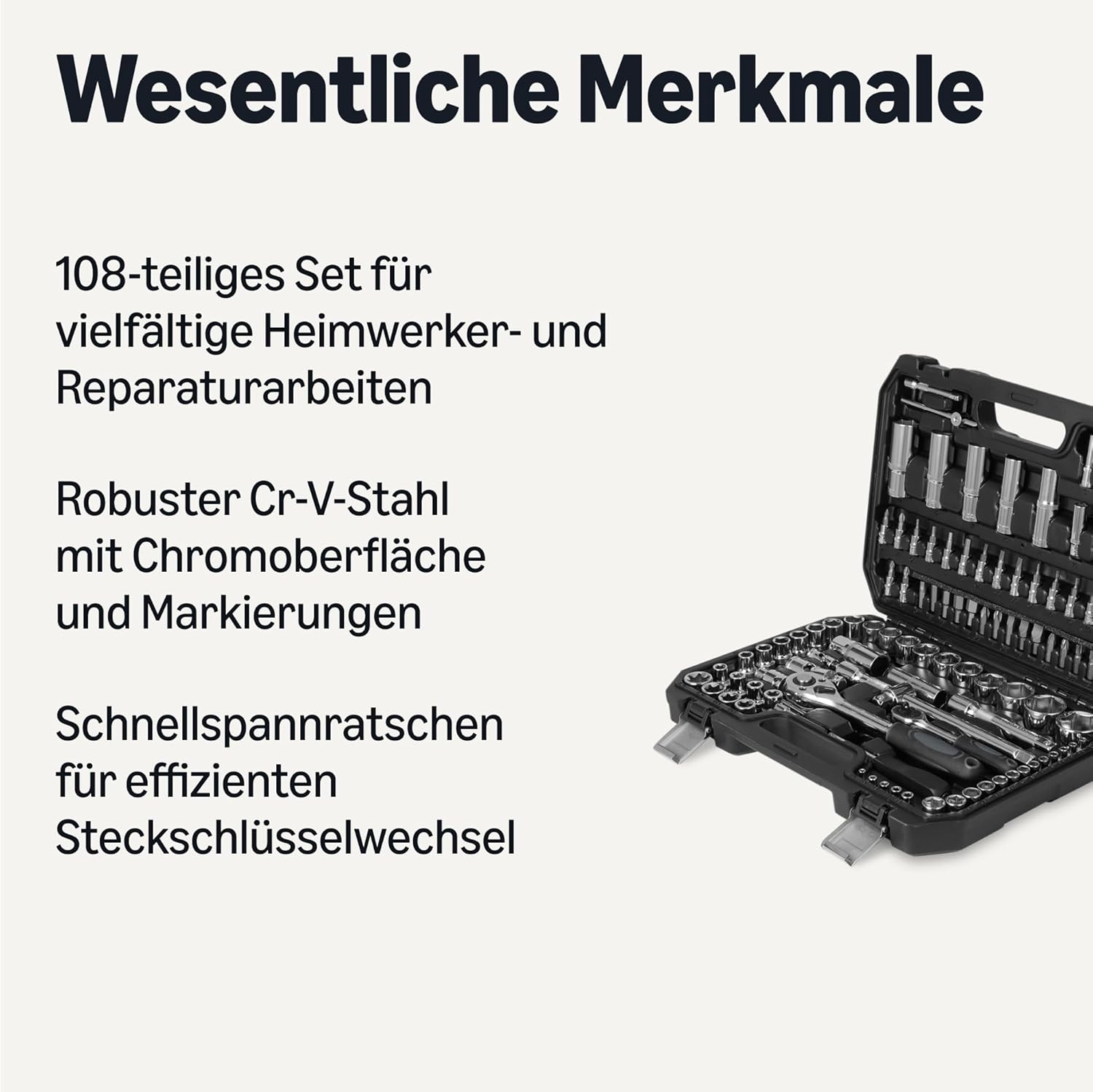 Detalle 2 de Amazon Basics Steckschlüsselsatz 108‑teilig
