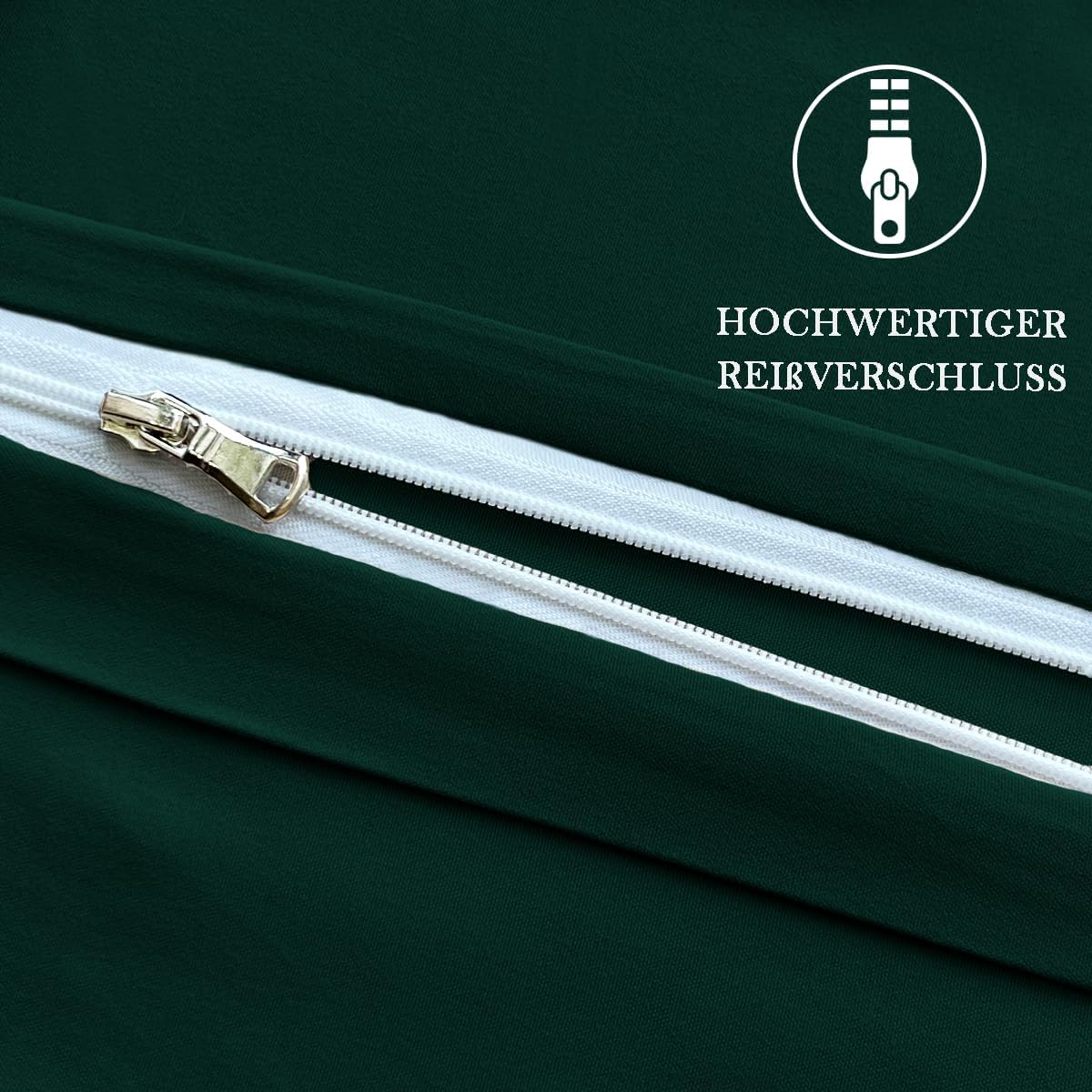 Detalle de Nesture Kissenbezug 40 x 40 cm (2er-Set) – Kopfkissenbezüge aus 100% Mikrofaser in Dunkelgrün mit Reißverschluss
