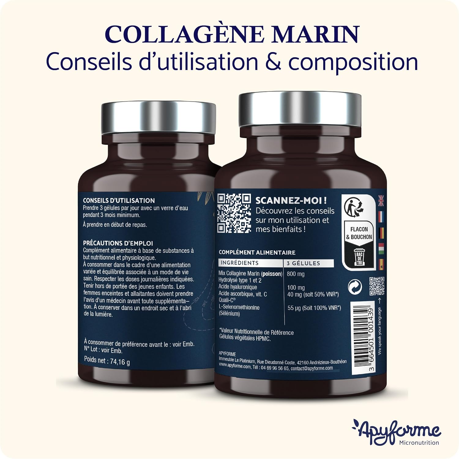 Thumbnail 5 de Apyforme Collagène marin 90 gélules 💊