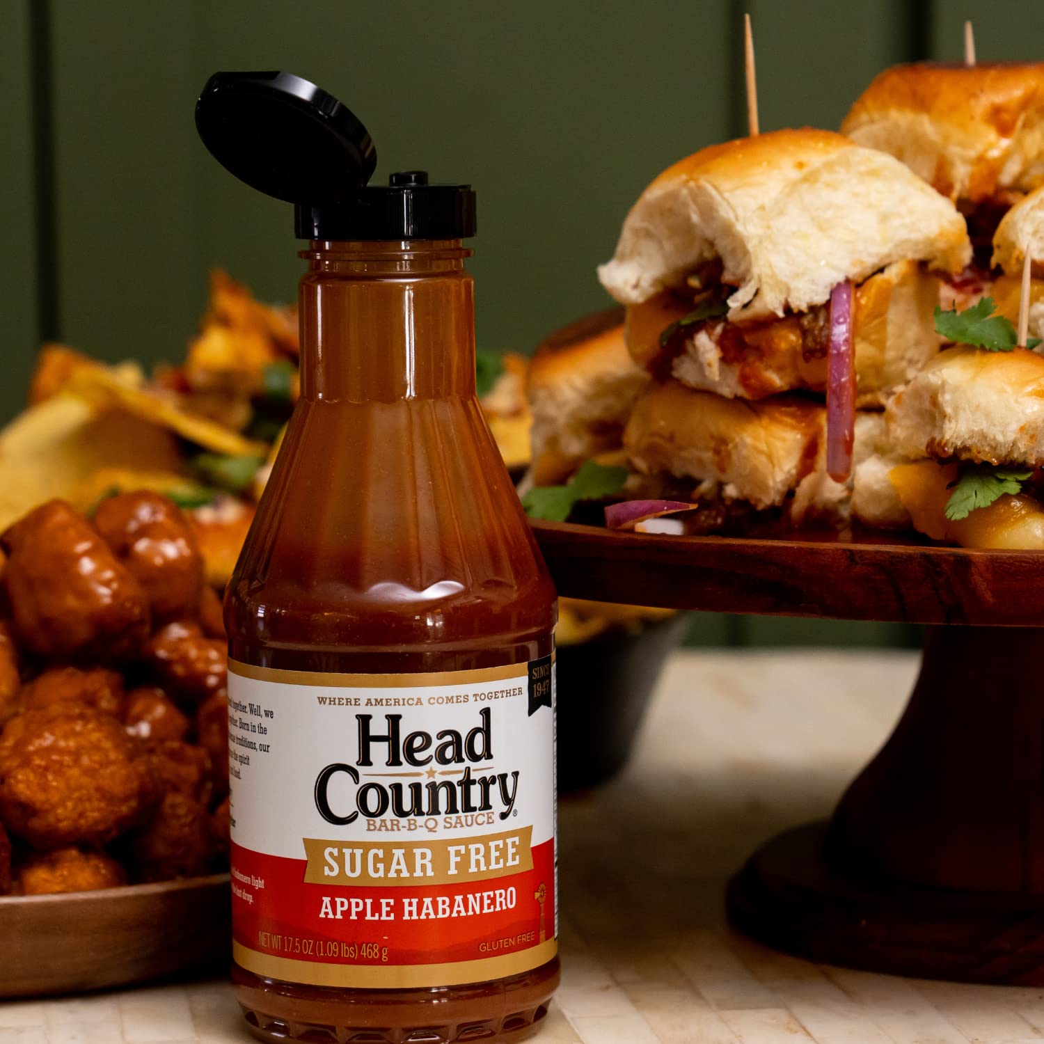 Detalle de Head Country Apple Habanero Sugar-Free BBQ Sauce, 20 Ounce, Pack of 6