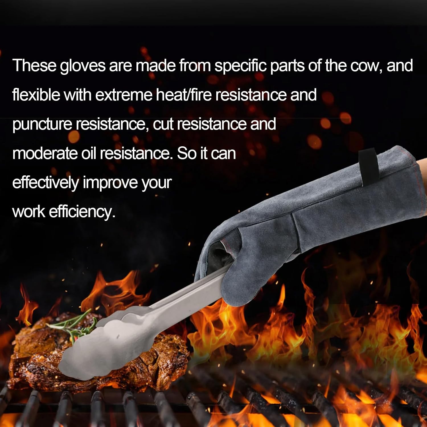 Thumbnail 6 de H HZXVOGEN 16 Inch BBQ Welding Gloves: 932°F Heat‑Proof, Extended Cuff for Welding and More