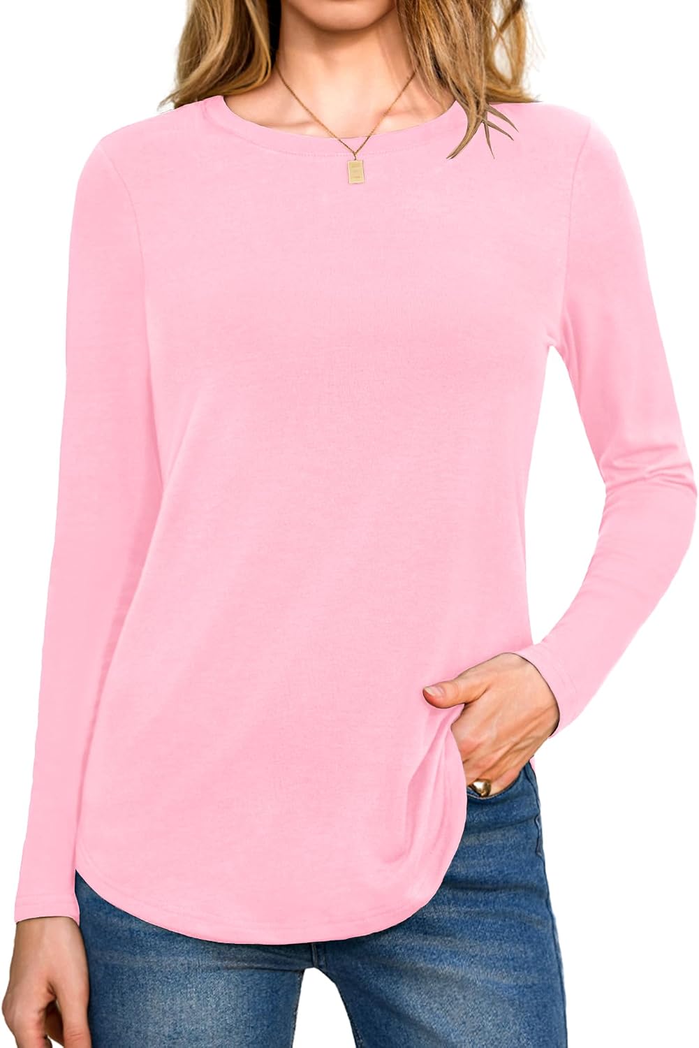 Detalle de Aottori Camiseta Básica Mujer Manga Larga