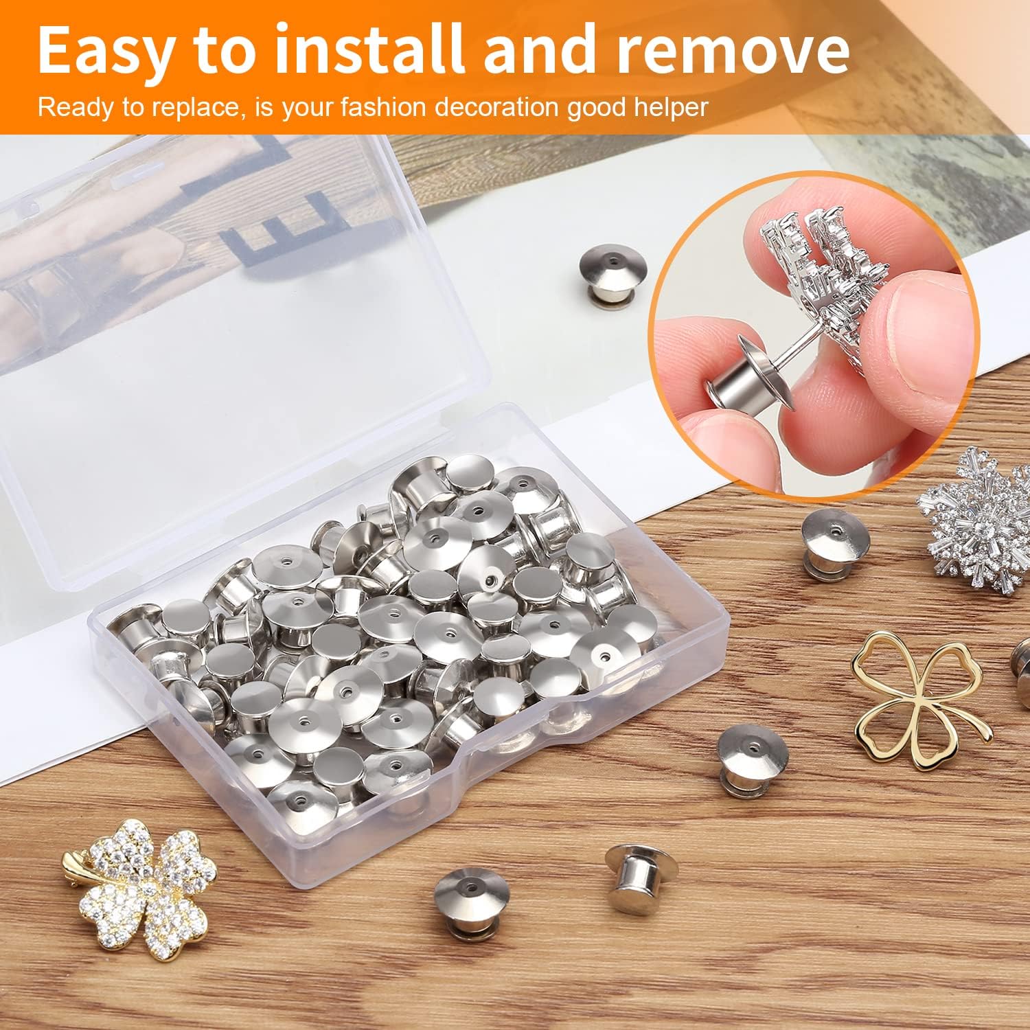 Detalle 1 de Ceryvop Locking Pin Backs, 30-Pack