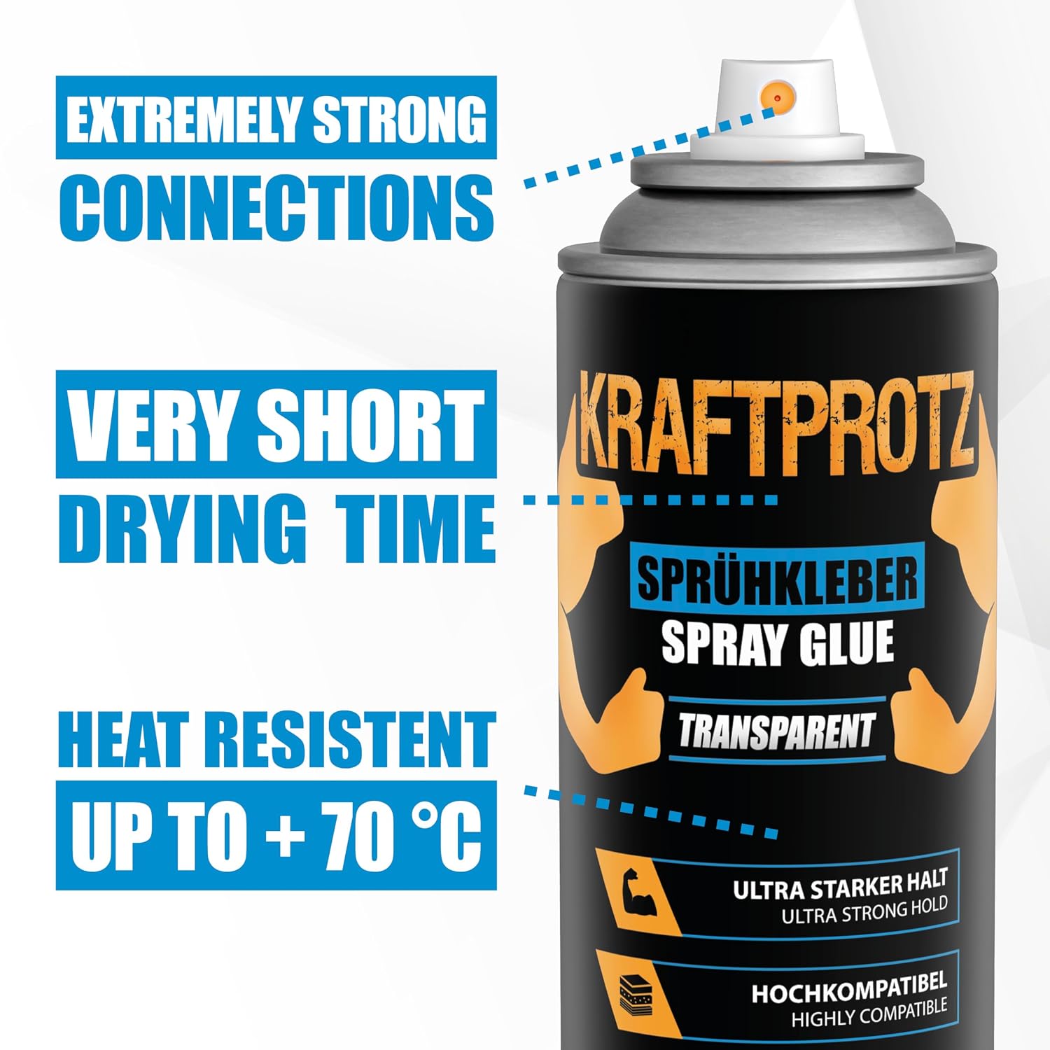 Thumbnail 4 de KRAFTPROTZ Transparent Spray Adhesive 500 ml: Ultra-Strong Bond for Foam, Leather, Wood & More