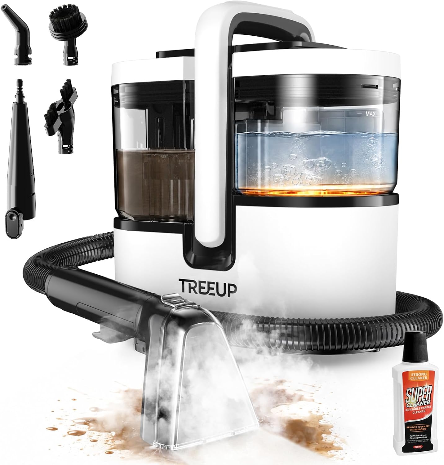 Detalle de TREEUP C7 Max 3-in-1 Carpet Steam Cleaner, 18 kPa Suction, Steam and Hot Water