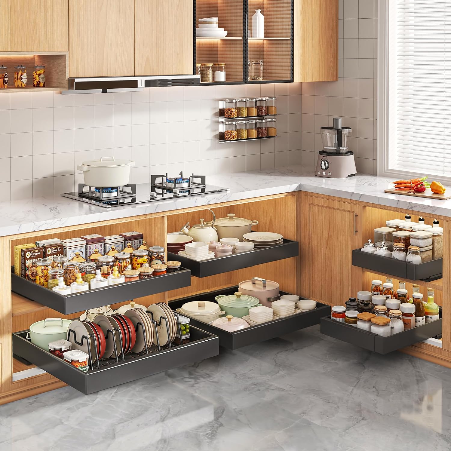 Thumbnail 6 de Seinloes 6 Pack Pull-Out Cabinet Organizer 21"
