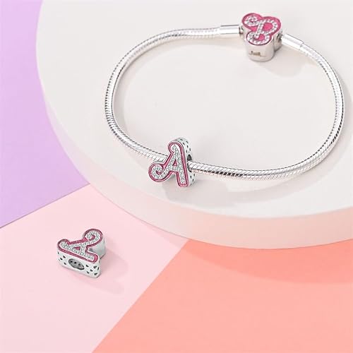 Detalle de KUNSIR Z Alfabeto Charms Abalorios Colgante de plata 925 para pulseras y collares Pandora