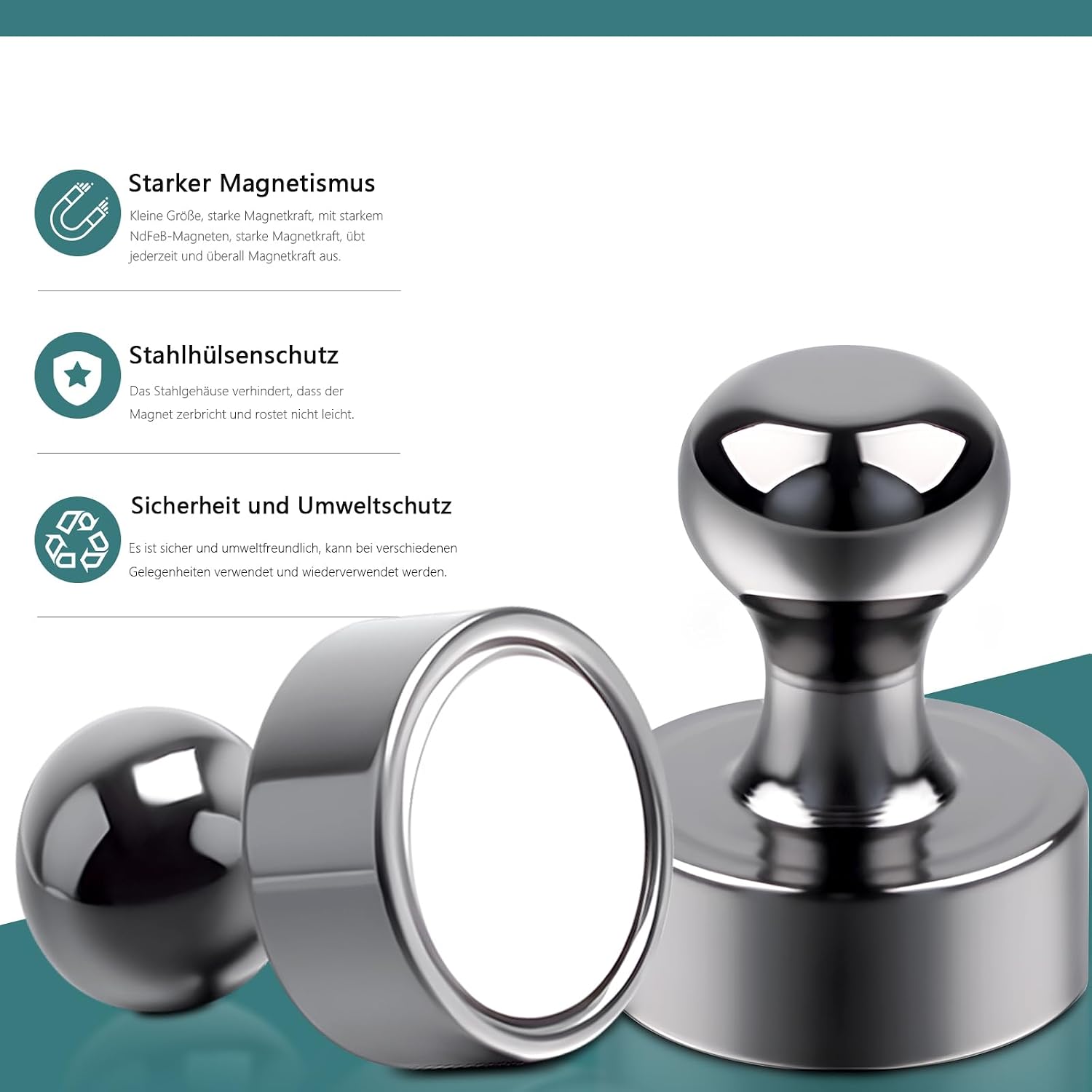 Detalle de 35 Stück Neodym Magnet Extra Stark – 12 x 16 mm, Glänzend Schwarz (Set)