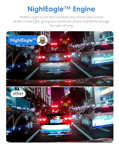 Detalle de KAWA 3K Dash Cam Front, 360°Rotation, Voice Control, Wi‑Fi Dashcam for Cars