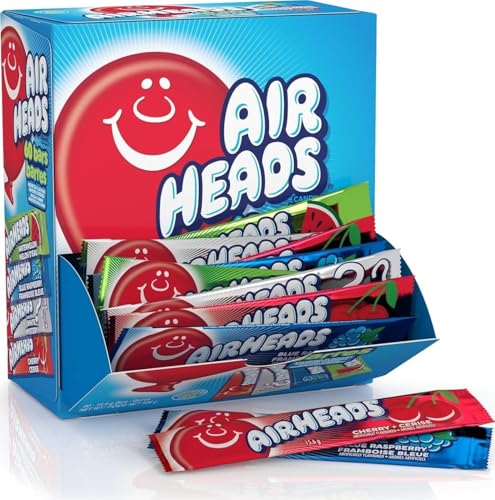 Detalle de Airheads Full-Size Candy Bars, Assorted Taffy Variety Pack, 60 Count Box