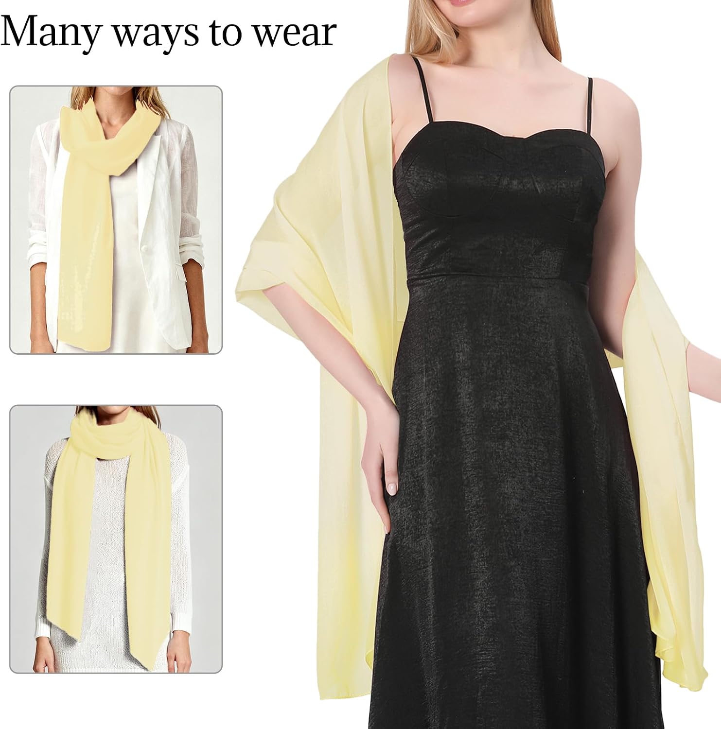 Detalle de lifwimner Chiffon Shawls and Wraps for Women – 200 × 70 cm Lightweight Sheer Scarf