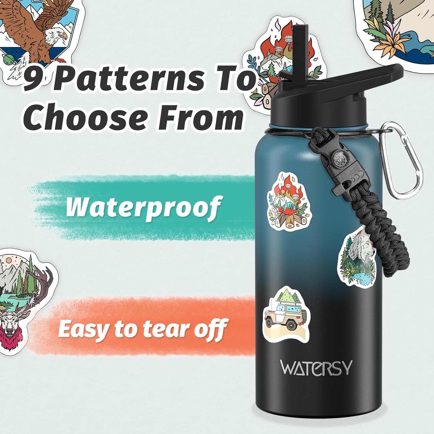 Thumbnail 3 de WATERSY 64oz Insulated Water Bottle (Cold 48 Hours) — BPA-Free, Leak-Proof Half-Gallon Flask with Straw Lids
