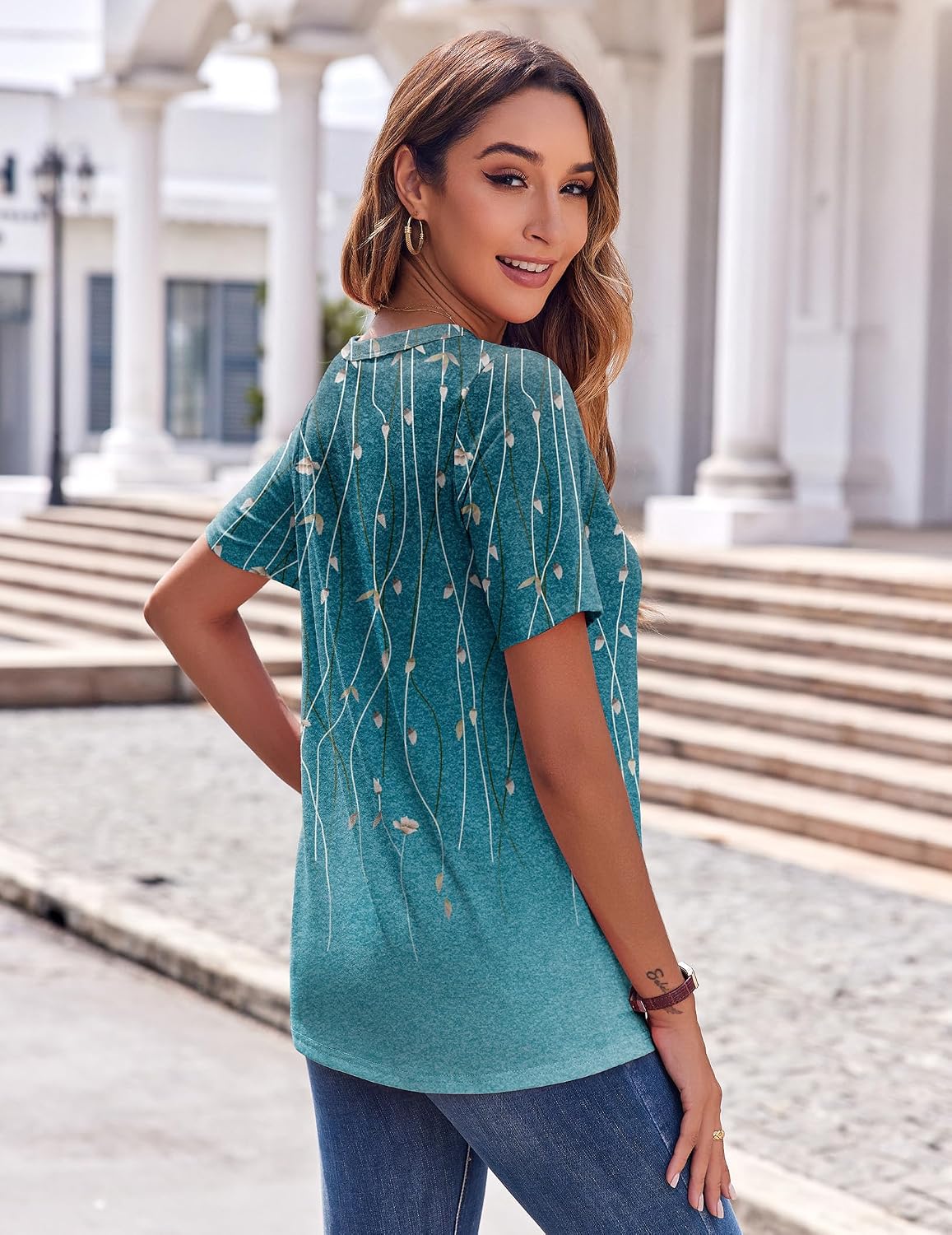 Detalle 2 de Zeagoo Women's Summer Tops: Casual Short Sleeve V-Neck Blouse for Work and Everyday
