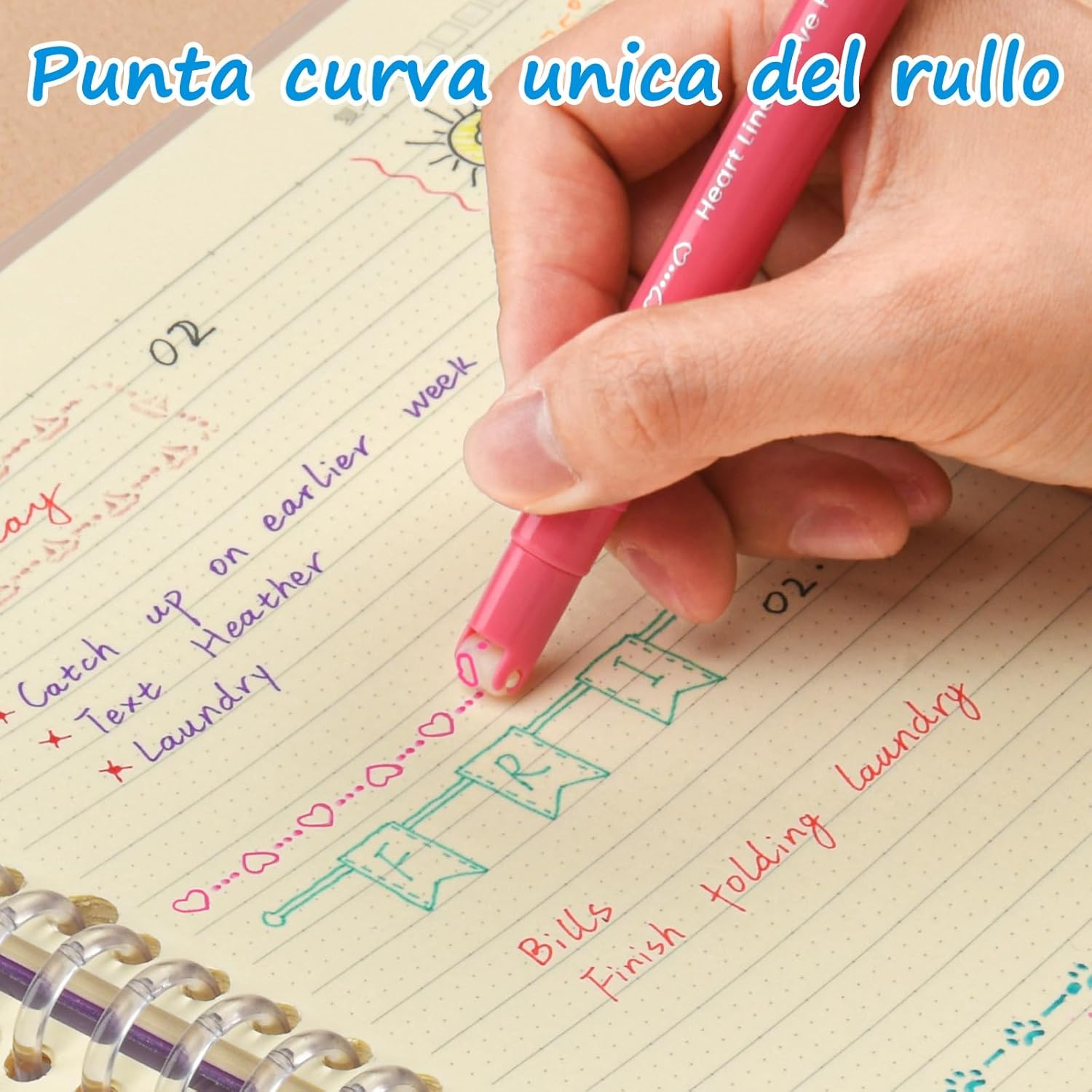 Thumbnail 5 de AECHY Penne Curve Colorate per Appunti: 18 colori, 18 tipi di curve, doppia punta