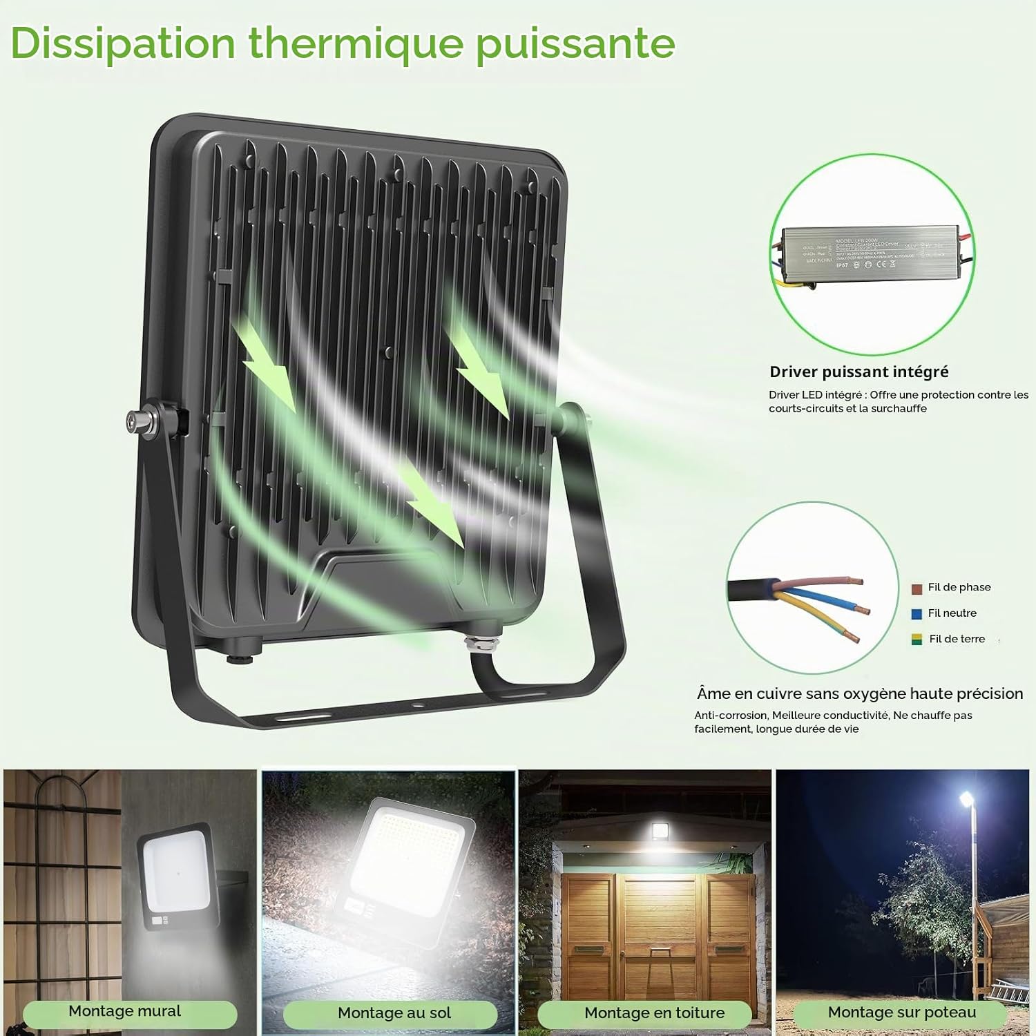 Detalle 2 de Fosingut Spot Exterieur Floodlight led-buitenschijnwerper 200 W, IP66, 6.500 K