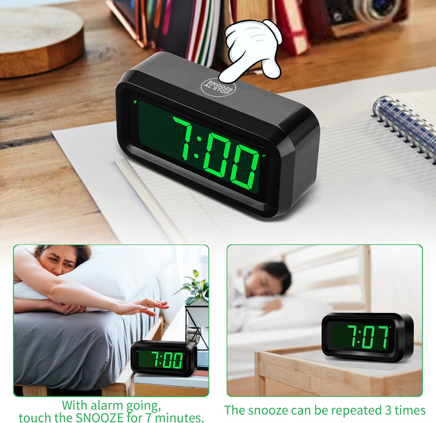 Thumbnail 5 de KWANWA Cordless Digital LED Alarm Clock