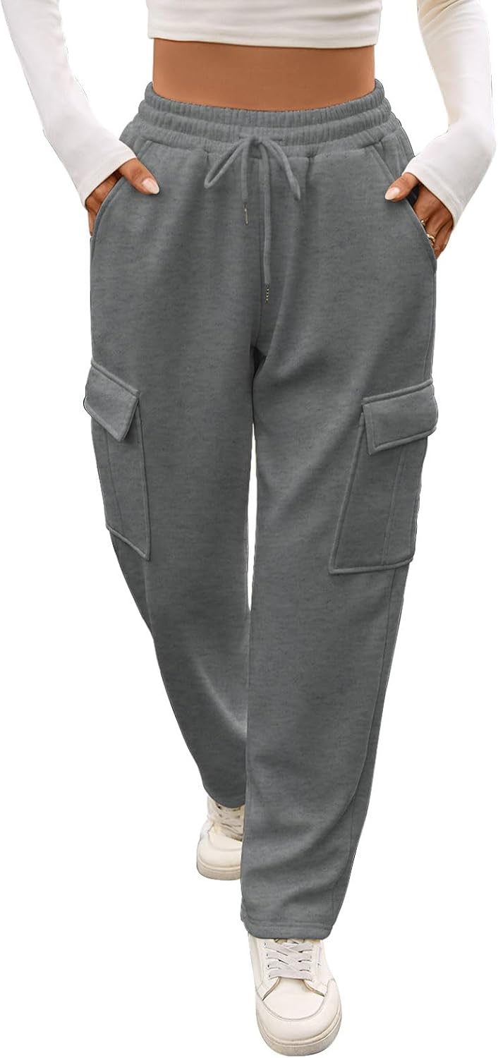 Thumbnail 6 de Kfnire Damen Thermohose Winter mit Cargotaschen, elastischer High-Waist und dünnem Fleecefutter