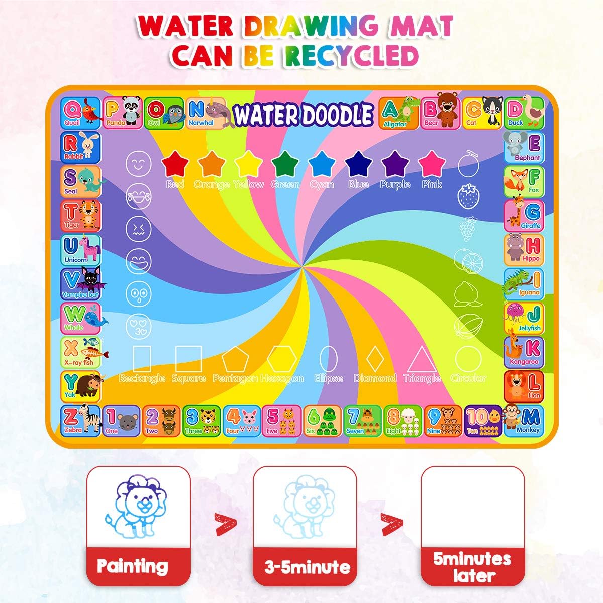 Detalle de Water Doodle Magic Mat 100 x 78cm water drawing mat 🎨