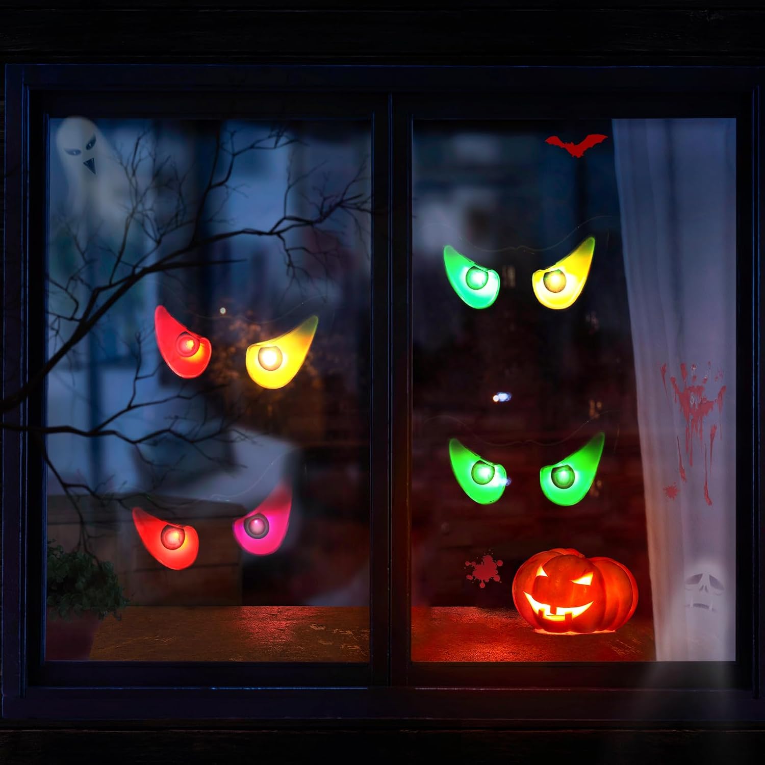 Detalle de iShabao Spooky Eyes Halloween String Lights, RGB LEDs, 6.5 ft, Timer