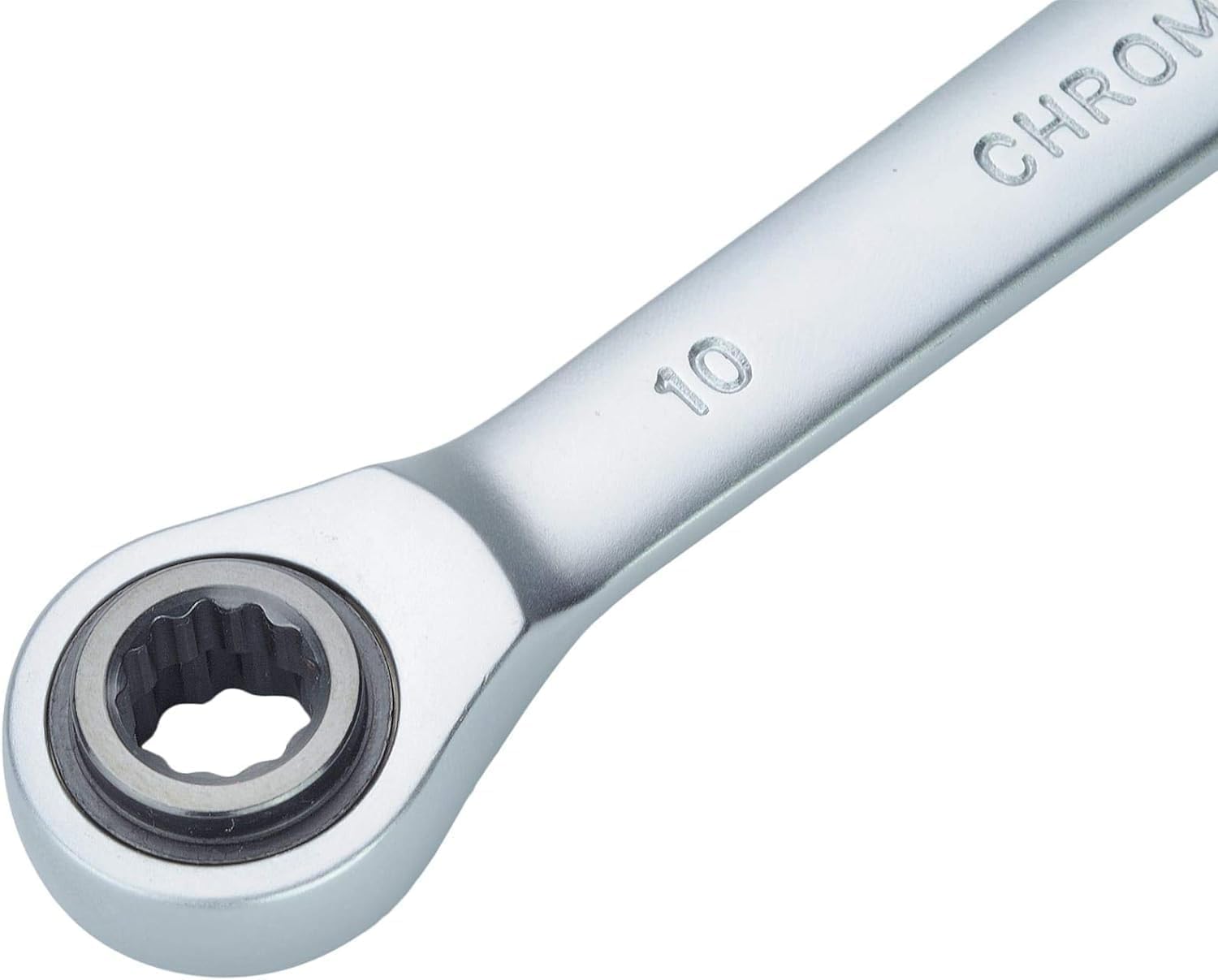 Detalle 2 de HASKYY Chiave a cricchetto 4 in 1 commutabile – 10x13x17x19, acciaio S2, dentatura fine 72 denti, cromata opaca