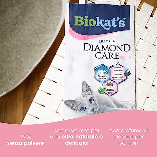 Thumbnail 5 de Biokat's Diamond Care Fresh Lettiera profumata per gatti, granuli fini con carbone attivo e aloe vera – 1 Sacco da 10 L