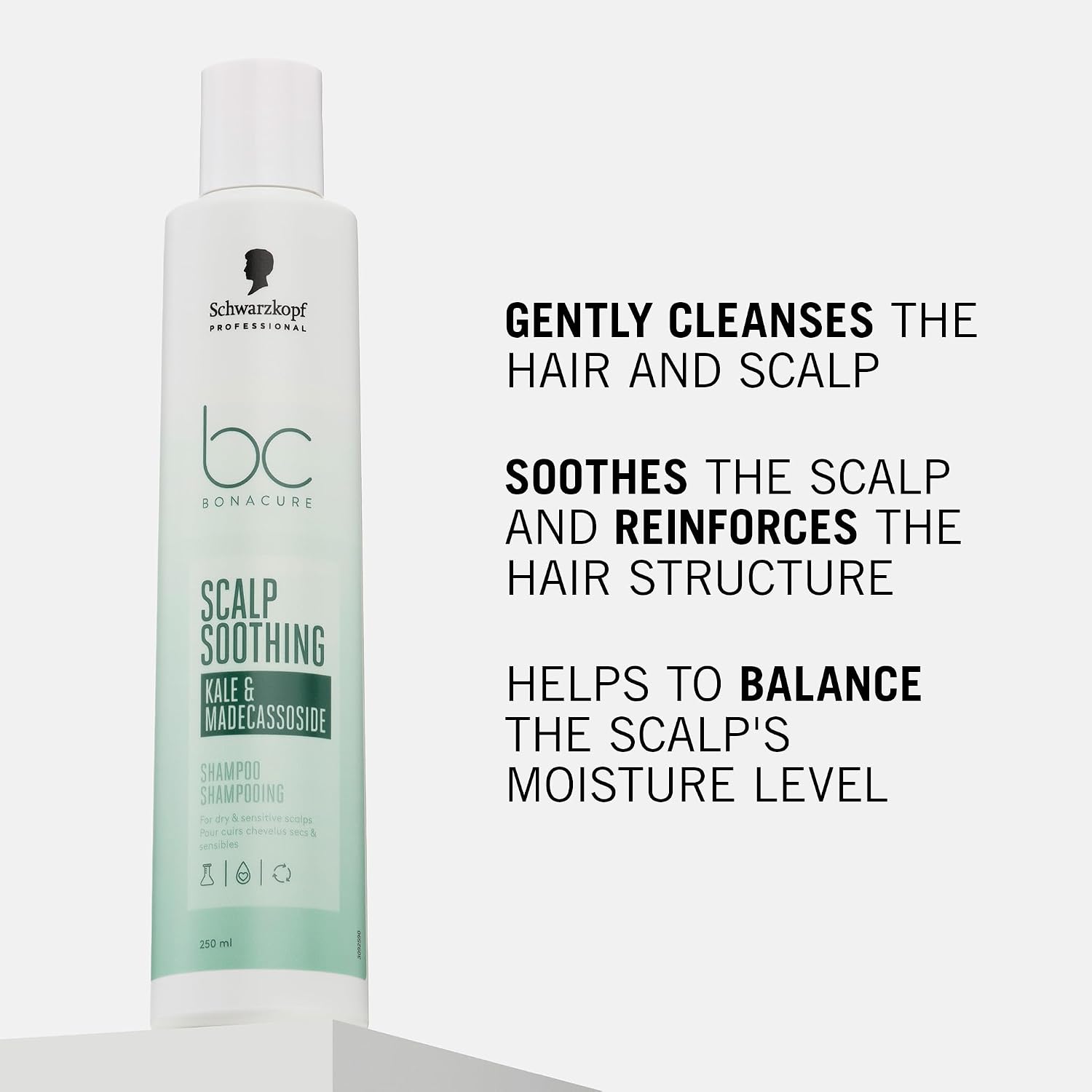 Detalle de Schwarzkopf Professional Bonacure Soothing Shampoo for Dry, Sensitive Scalp (Kale & Madecassoside) 250 ml