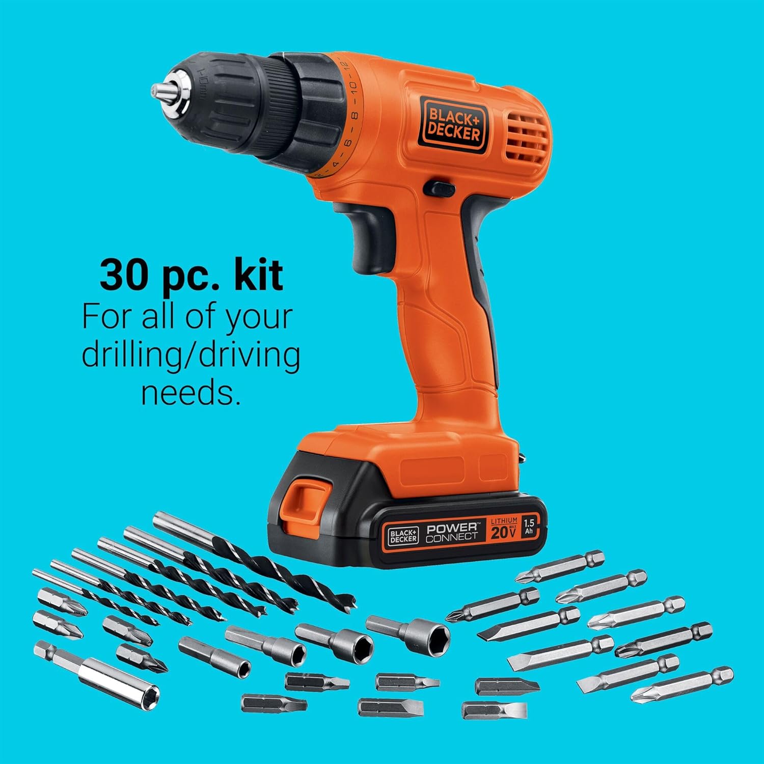 Detalle de BLACK+DECKER LD120VA 20V MAX* Cordless Drill/Driver, 30-Piece Set