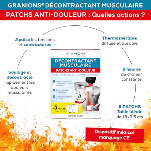 Thumbnail 2 de Granions Décontractant musculaire, 5 patchs antidouleur chauffants 8 h