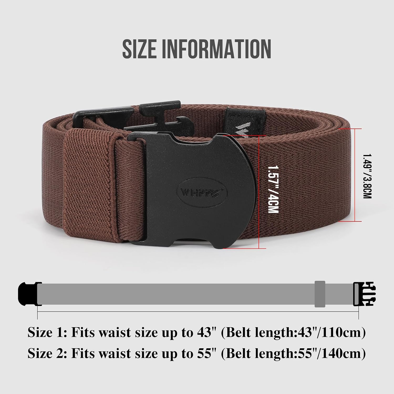 Detalle 2 de WHIPPY Mens Elastic Stretch Work Belt (Metal-Free Quick-Release Buckle) – Unisex Adventure Sports Belt