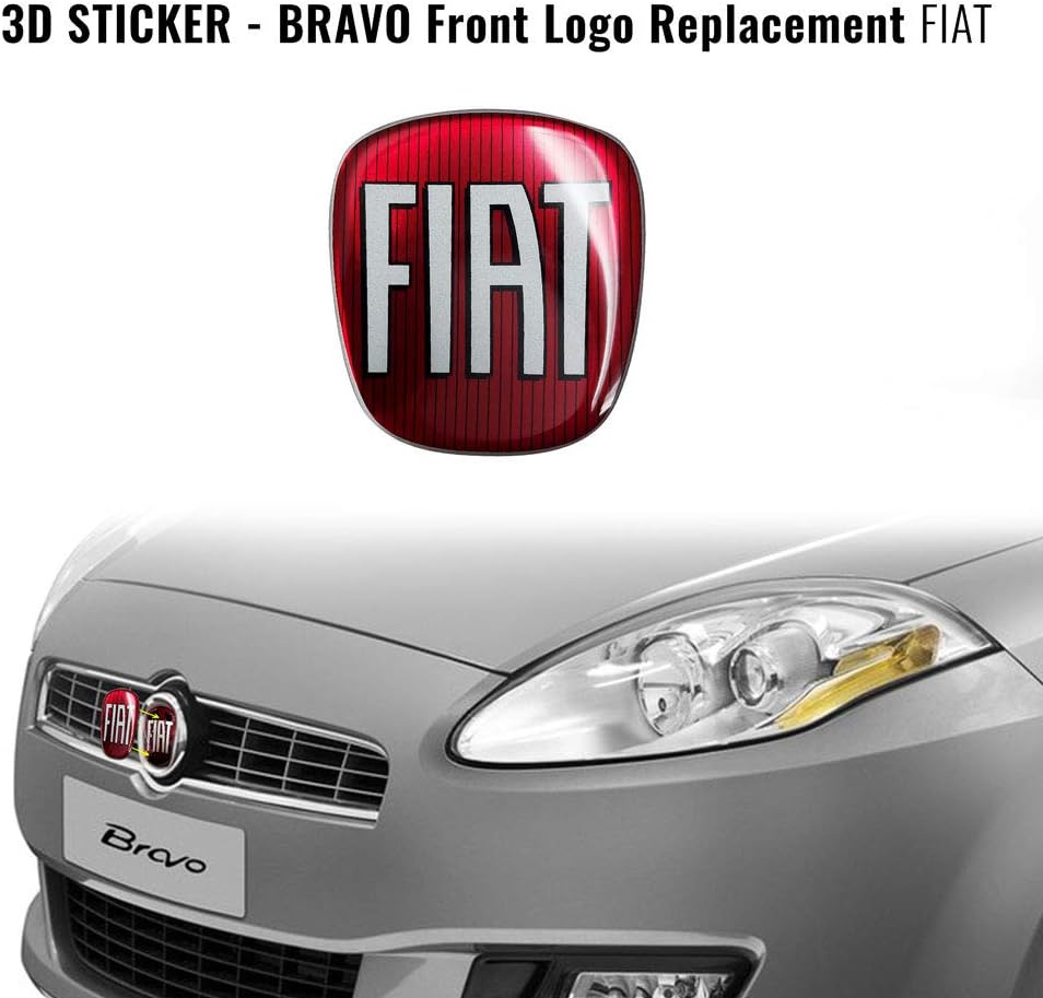 Detalle de Adesivo Fiat 3D Ricambio Logo Anteriore per Bravo – rivestimento lenticolare 75x69 mm