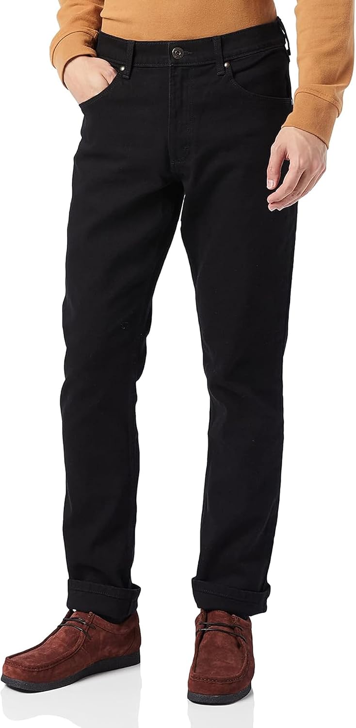 Detalle de Wrangler Herren Jeans Regular – Mid Waist, Regular Fit, Blau/Schwarz, Größe W30–W44, Länge 36