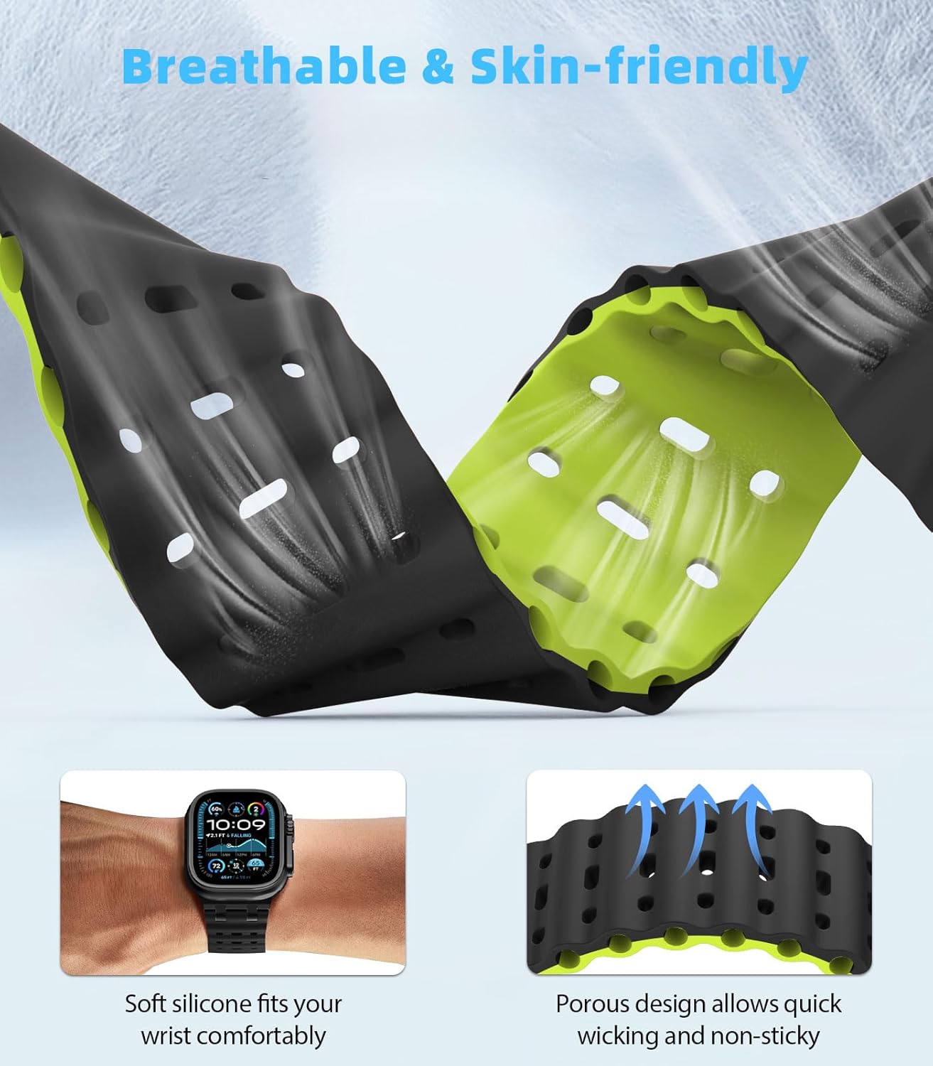 Thumbnail 2 de MoKo Ocean Band for Apple Watch Ultra 3/2/1 49mm and Various Series 44–46mm – Breathable Silicone with Metal Connector