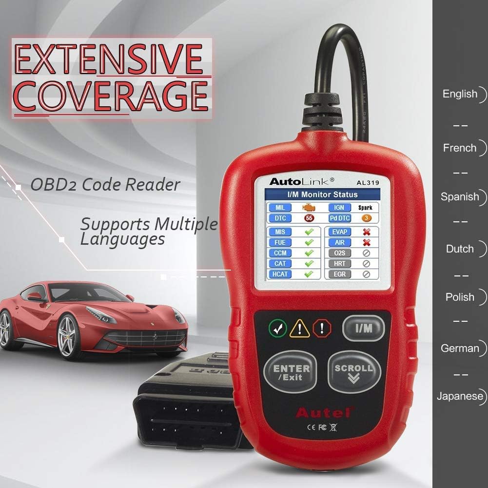 Detalle de Autel AL319 OBD2 Code Reader – Universal Car Diagnostic Tool for Emissions and Engine Fault Codes