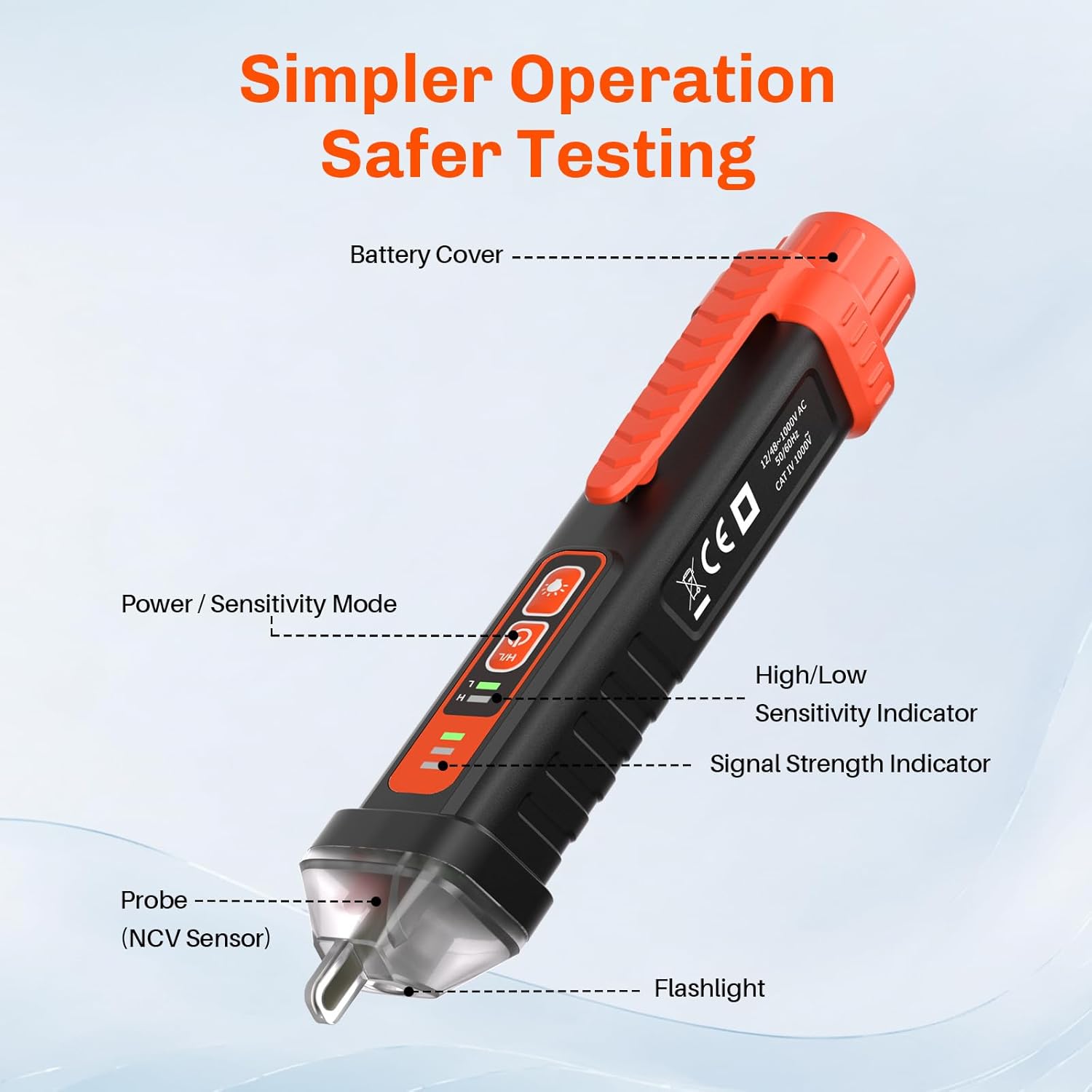 Thumbnail 6 de YOWEXA Voltage Tester Pen Dual Range AC 12/48-1000V: Non-Contact Safe Voltage Detection