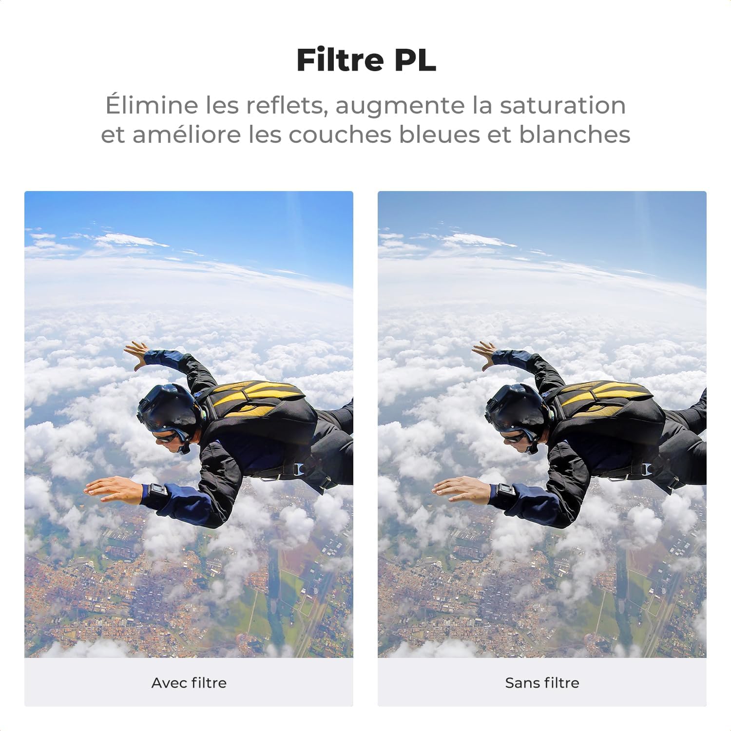Detalle de K&F CONCEPT Filtre polarisant PL pour Insta360 Ace Pro 2 – réduction des reflets et amélioration du contraste