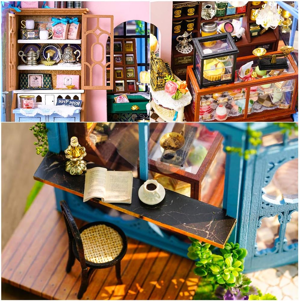 Thumbnail 2 de CUTEBEE Rose Garden Tea House 1:24 DIY Dollhouse Miniature Kit with Furniture