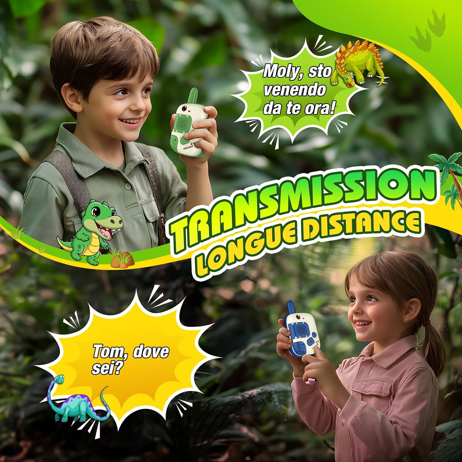 Thumbnail 1 de Walkie Talkie per Bambini con design dinosauro/unicorno – Giochi all’aperto per 3–10 anni