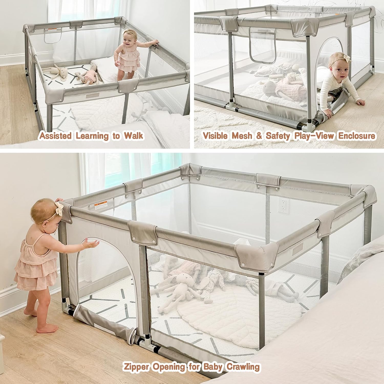 Detalle de Cafolatt Laufstall Baby 120x120 cm – sicherer Spielbereich mit atmungsaktiver Netzmatratze