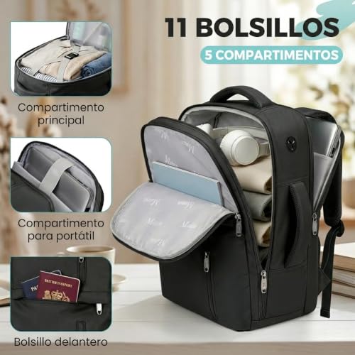Detalle 2 de MATEIN Mochila de cabina 40x30x20 cm para Ryanair, 24 L y bolsa impermeable