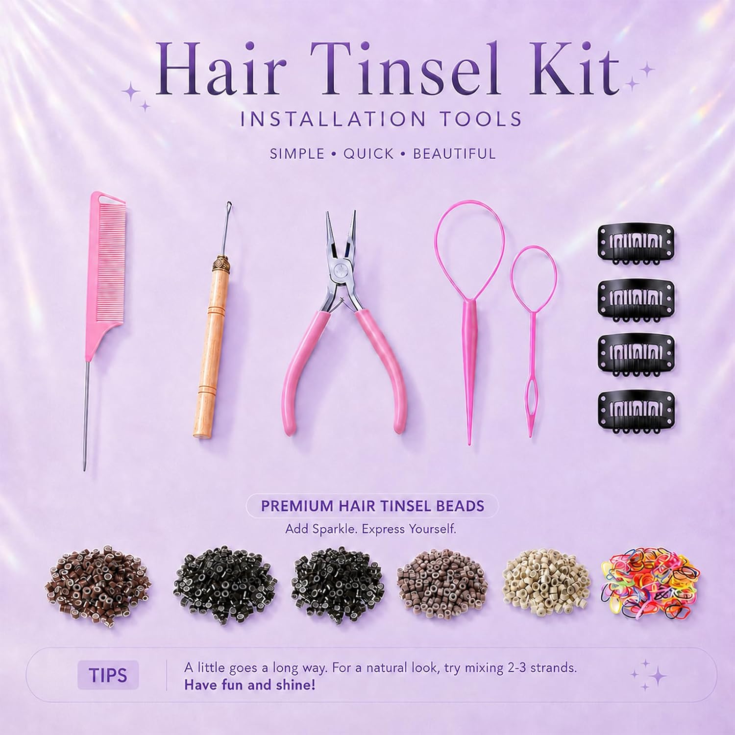Detalle 2 de Hair Tinsel Kit, 20 Colors