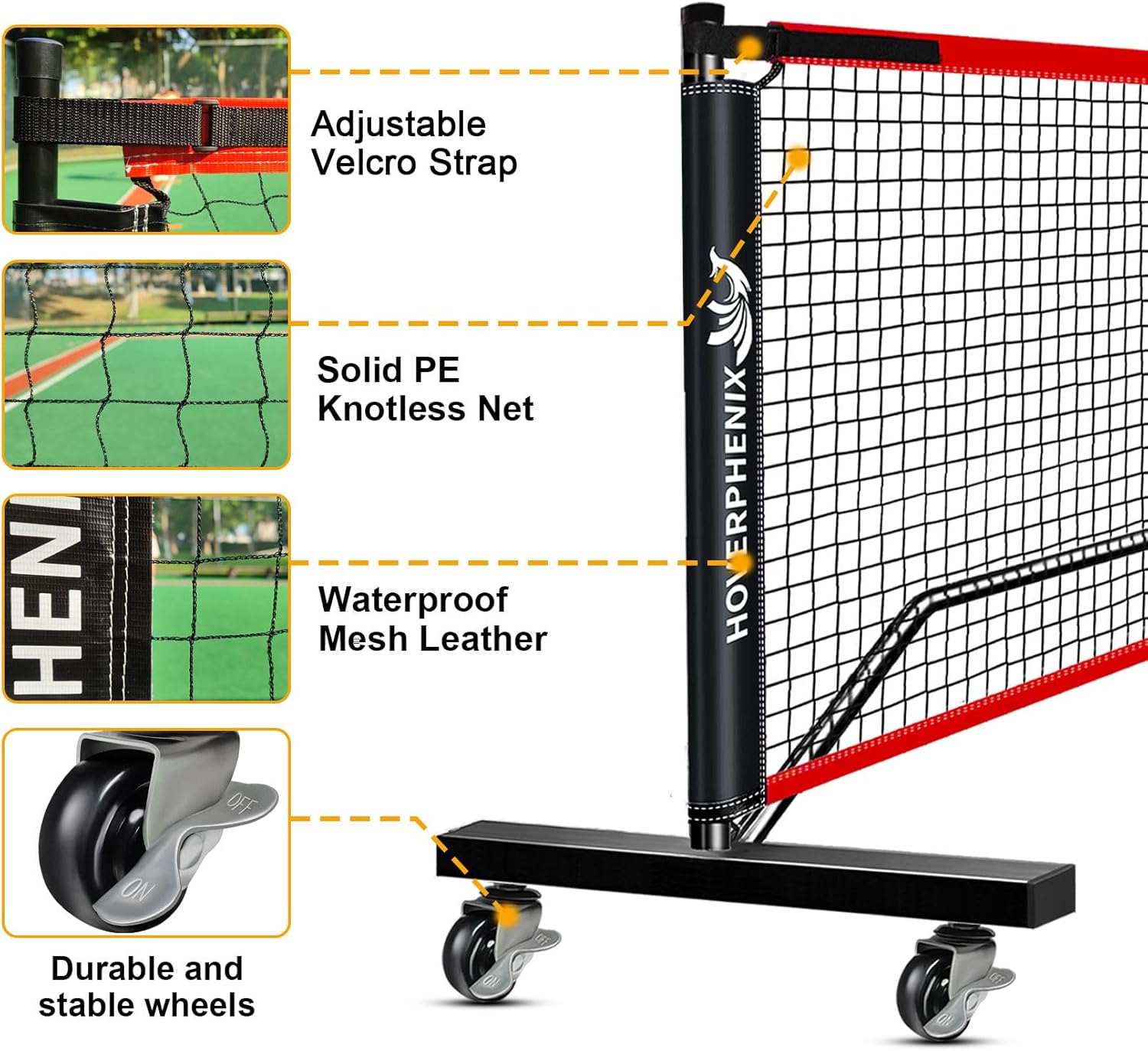 Thumbnail 1 de Hoverphenix Portable Pickleball Net for Driveway (22FT) – Outdoor/Indoor, Weather-Resistant Metal Frame