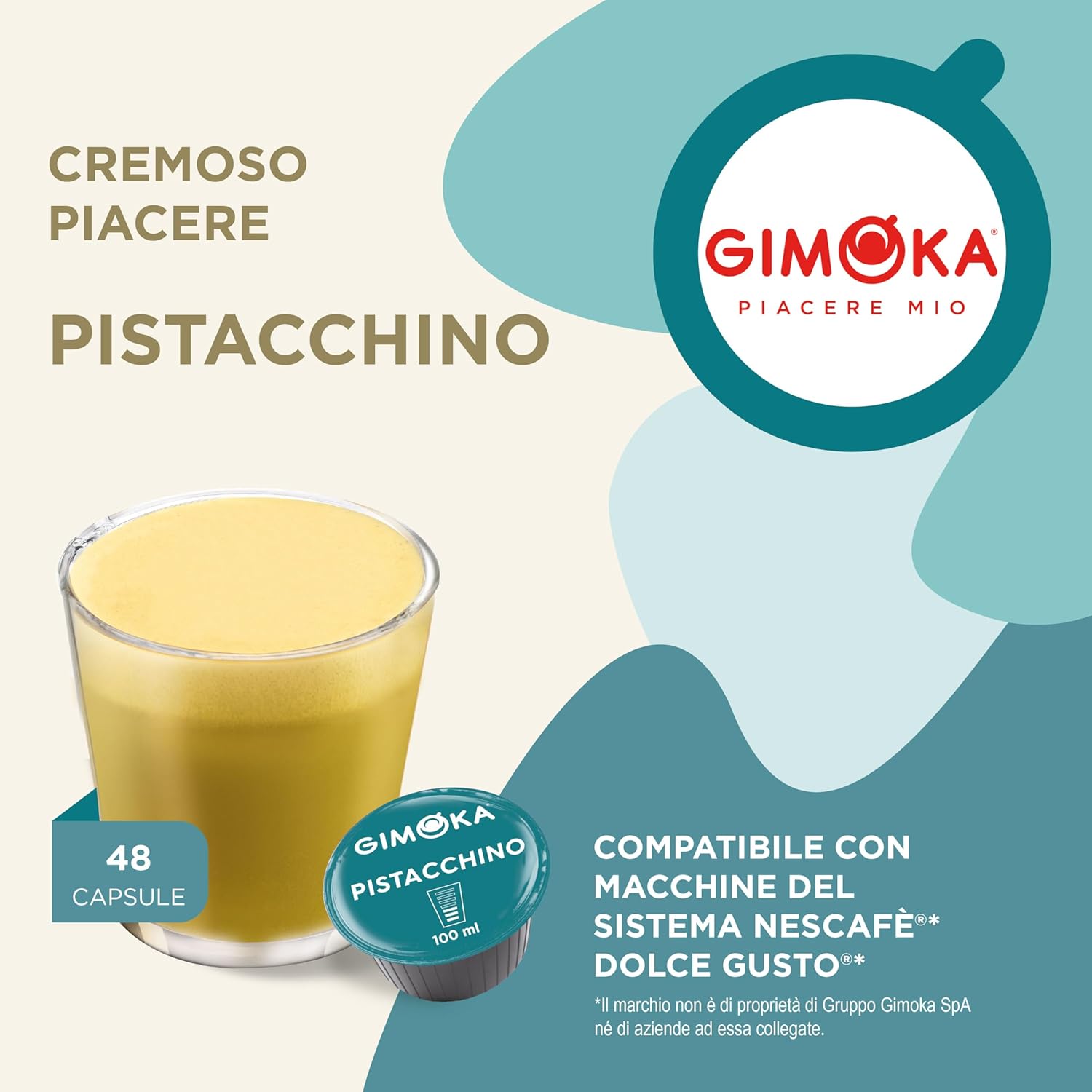Detalle de Gimoka Compatibile per Nescafé Dolce Gusto Pistacchino – 48 Capsule (3 Confezioni da 16) Made in Italy