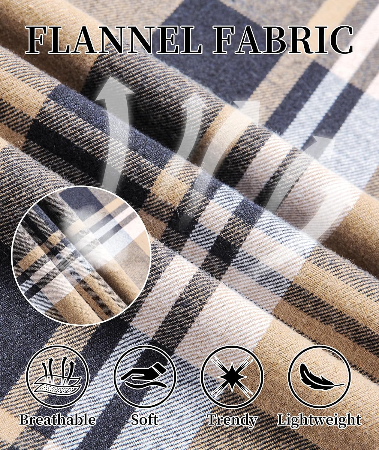 Thumbnail 5 de 5 Pack Men's Flannel Shirt Plaid Hoodie, Long Sleeve