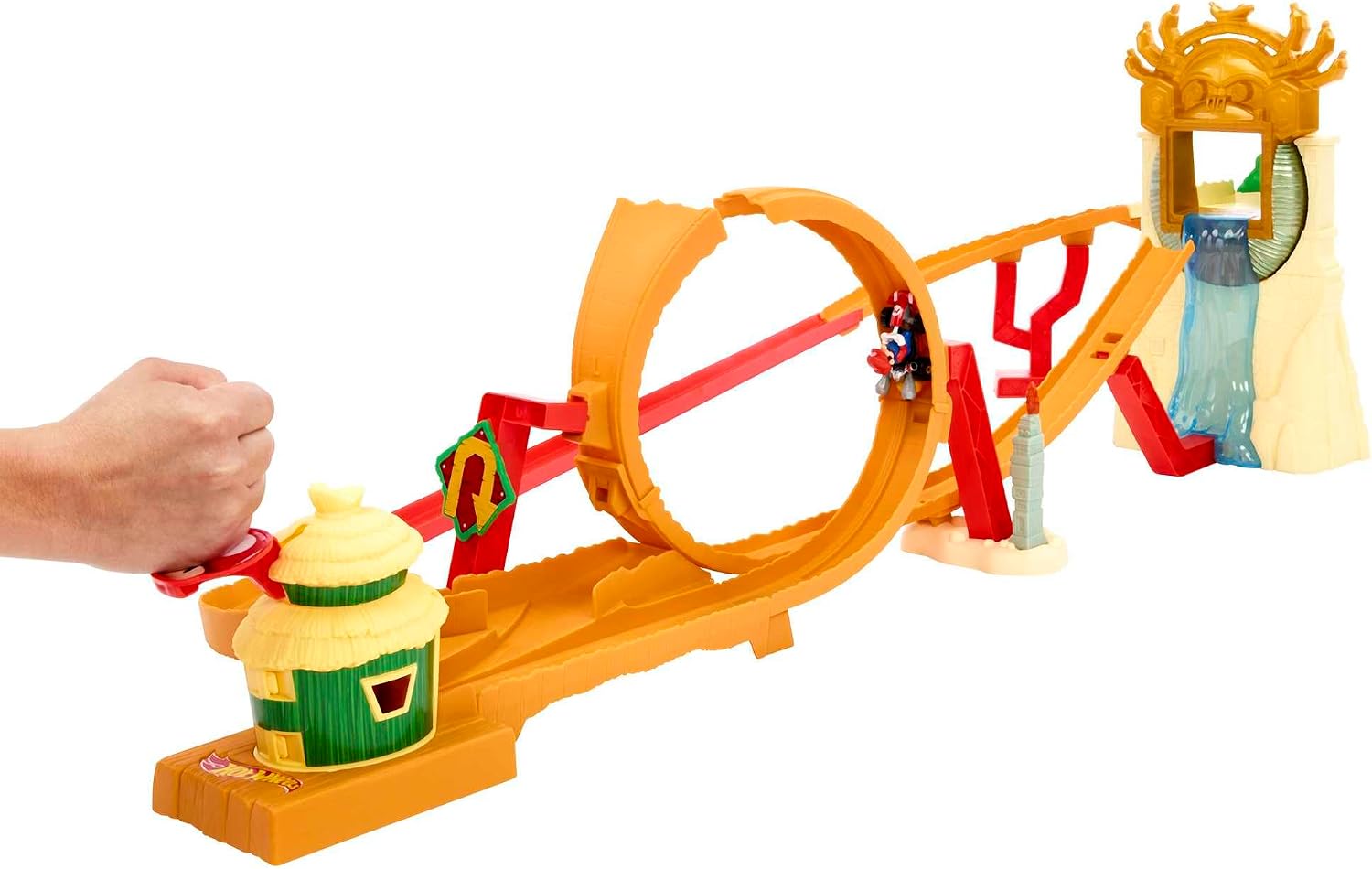 Detalle 2 de Hot Wheels Jungle Kingdom Raceway-lekset HMK49 med Mario-bil i skala 1:64