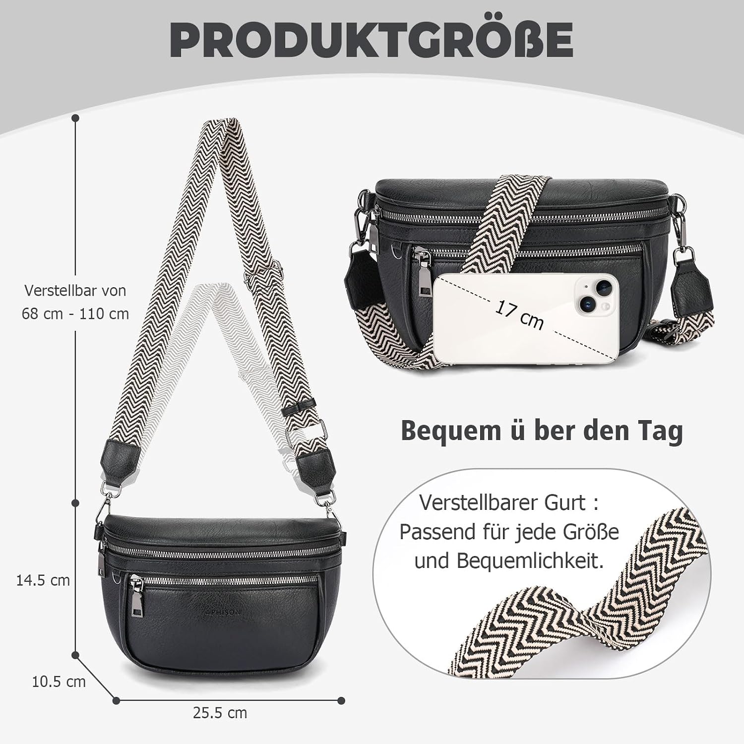 Detalle 2 de APHISON Damen Bauchtasche 68 bis 110 cm