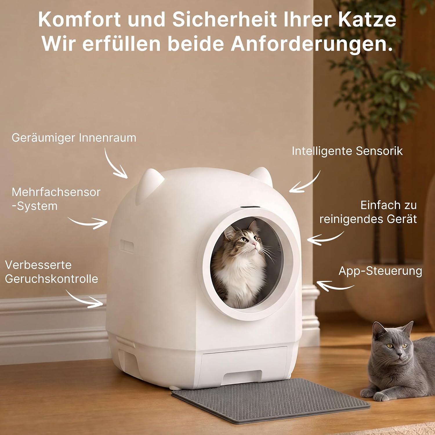 Detalle 2 de JUMMICO Elektrisches, selbstreinigendes Katzenklo XXL mit 90L Fassungsvermögen