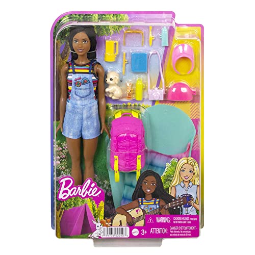 Thumbnail 6 de Barbie Vamos de Camping Brooklyn Muñeca Morena con mochila y saco de dormir
